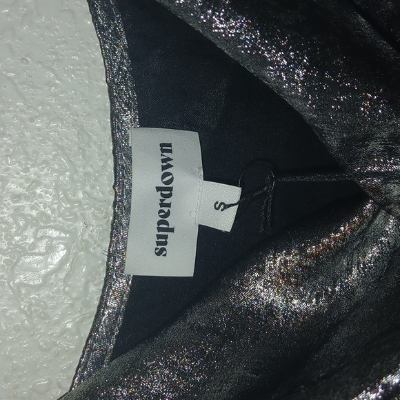 Superdown Shimmering Silver Slip Dress In gunmetal - Picture 2 of 6